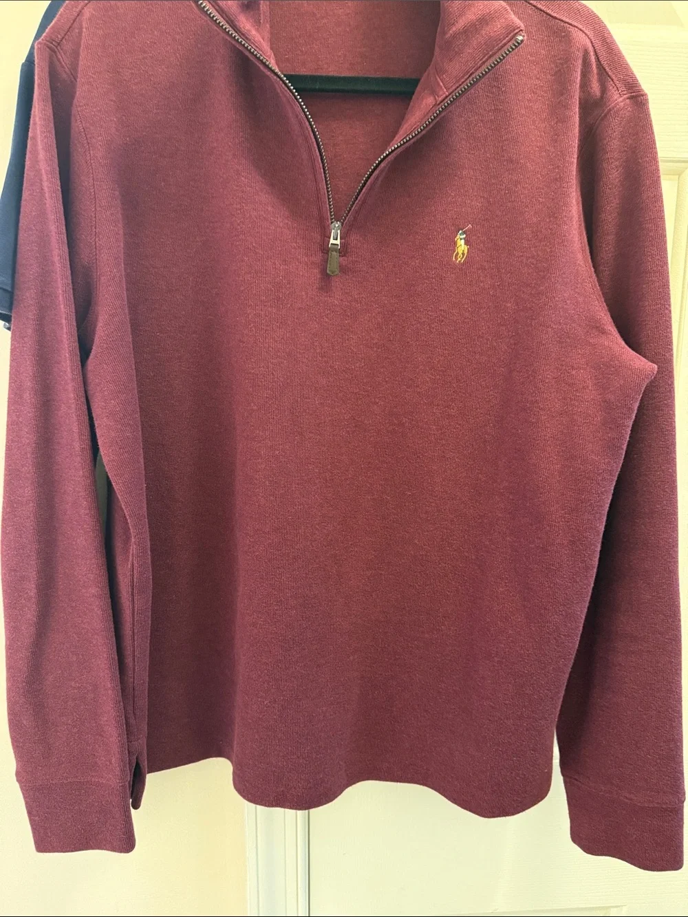 Polo by Ralph Lauren Men's Zip-Neck Sweater - Maroon with Gold Pony